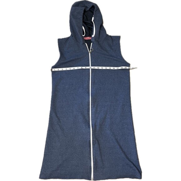 Moda Pinhan Sleeveless Sweatshirt Full Zip Hoodie Vest‎ Long Above Knee Size 44 - Picture 6 of 9